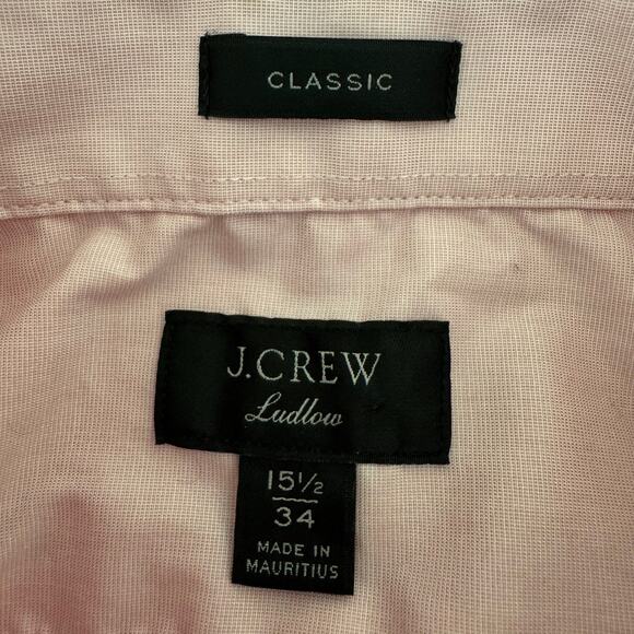 J.Crew Ludlow Dress‎ Shirt Pink End-on-End Cotton Men’s 15.5 34 Stretch Classic - Picture 4 of 5